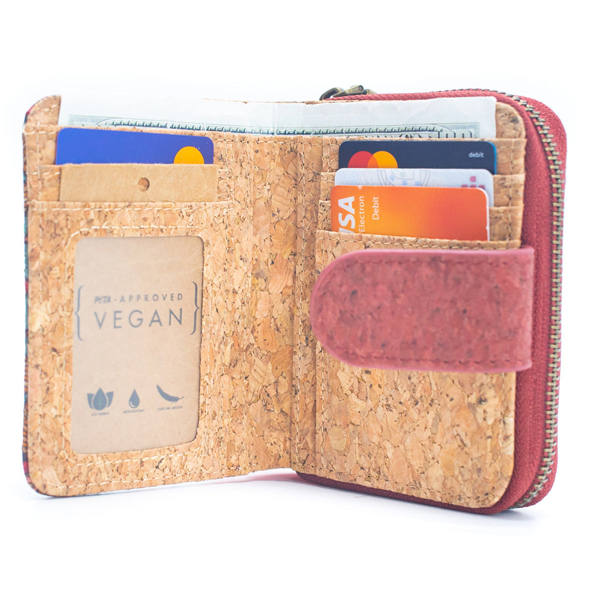 Natural Cork Printed Women's Short Card Wallet