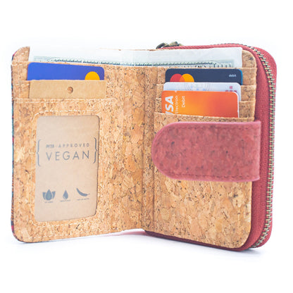 Natural Cork Printed Women's Short Card Wallet