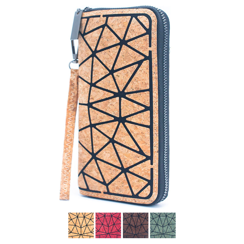 Multiple colour Geometric Cork Zipper Wallet