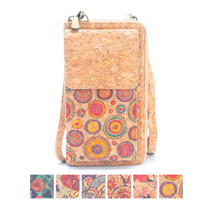 Natural Cork Crossbody Zipper Wallet with Phone Compartiment