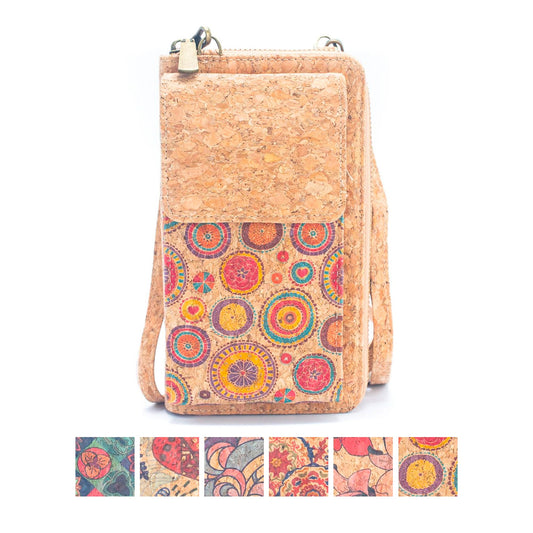 Natural Cork Crossbody Zipper Wallet with Phone Compartiment