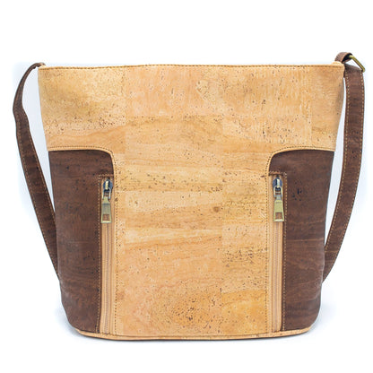 Natural&Brown cork zipper handbag crossbody lady bag