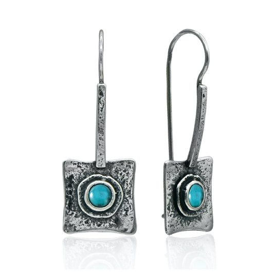 Jewellery sterling silver earrings with natural Turquoise