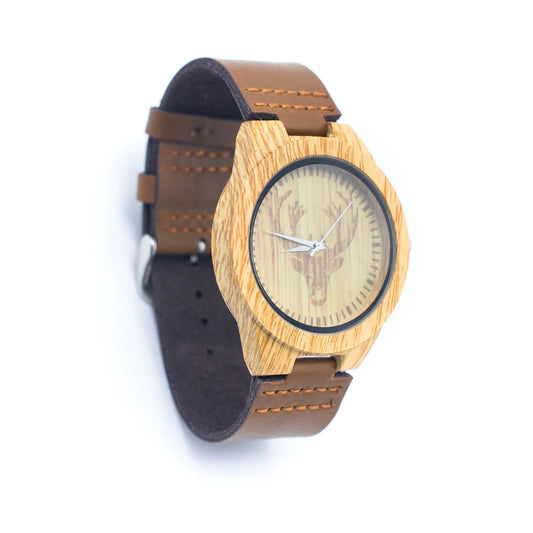 Deer Vintage men watch Leather Strap Quartz Watch