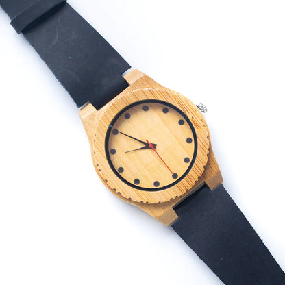 Bamboo Watch Eco Herrenuhr Eco Naturlederarmband