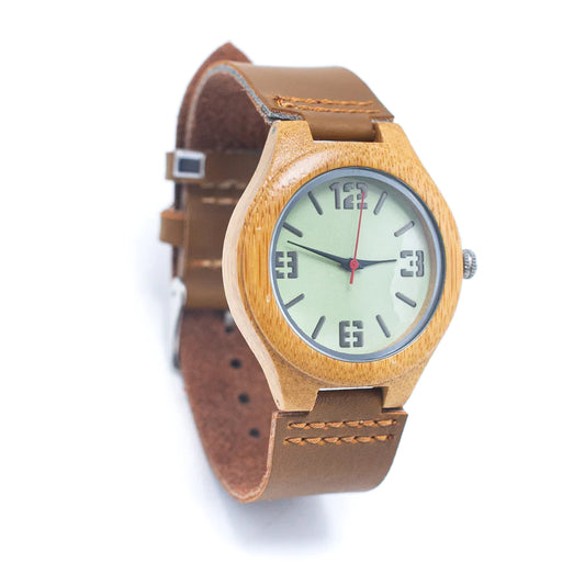 Bamboo Watch Eco women Colorful Watch Eco Natural Leather Strap