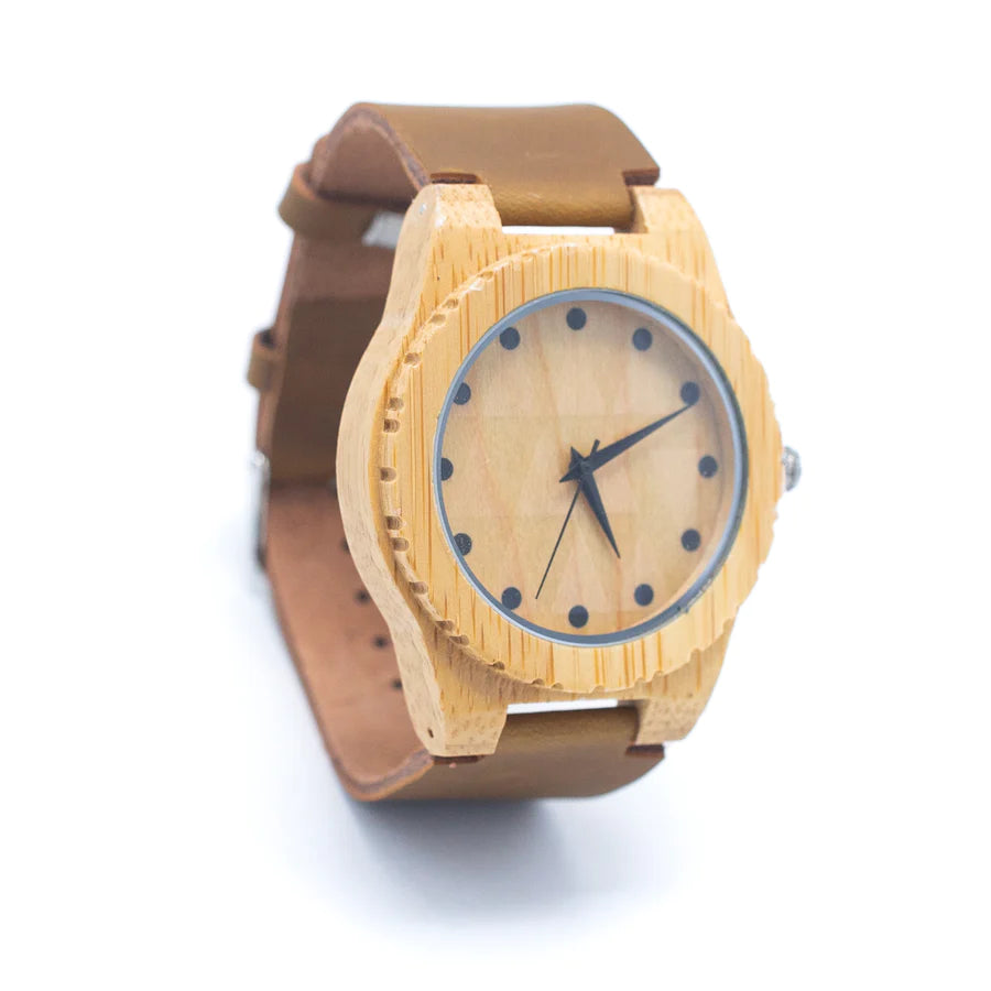 Bamboo Watch Eco Herrenuhr Eco Naturlederarmband