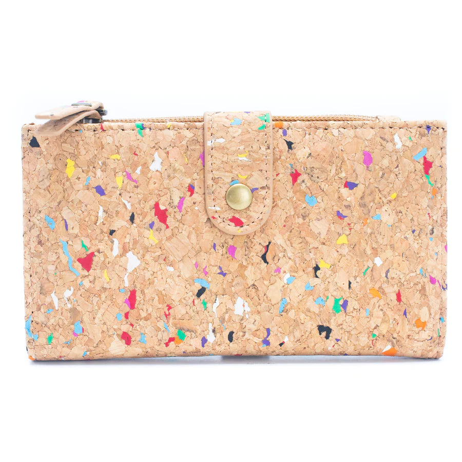 Color and Gold Cork Card Holder Women's Natural Cork Wallet