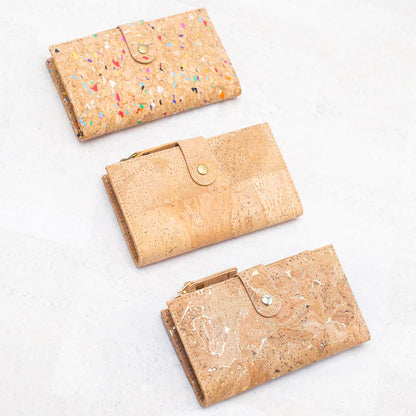 Color and Gold Cork Card Holder Women's Natural Cork Wallet