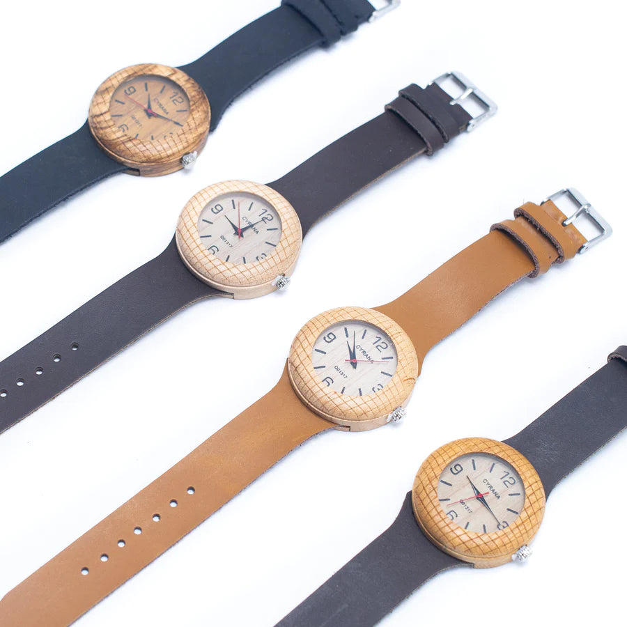 Wood Watch Eco women Watch Eco Natural Leather Strap