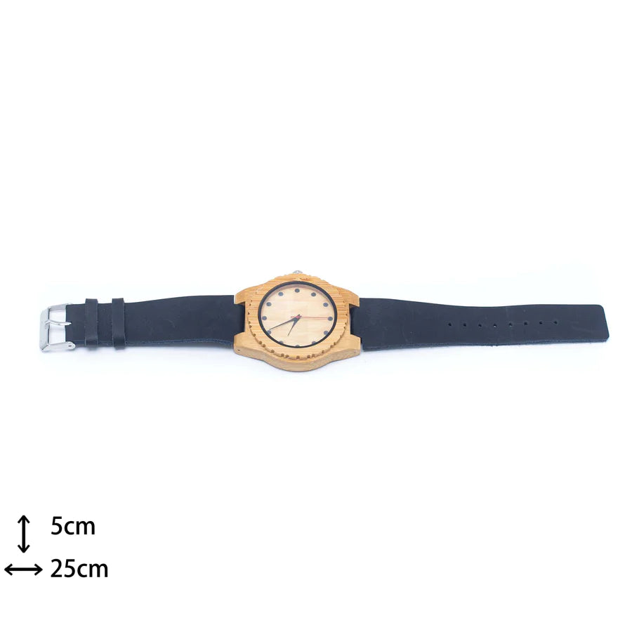 Bamboo Watch Eco Herrenuhr Eco Naturlederarmband