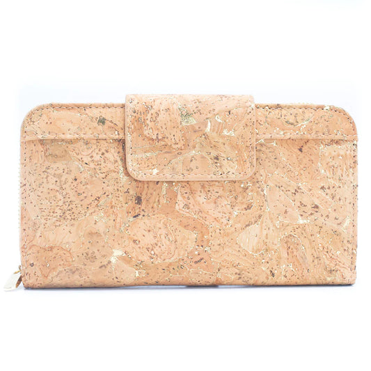 Lux Golden cork bifold natural vegan women's wallet