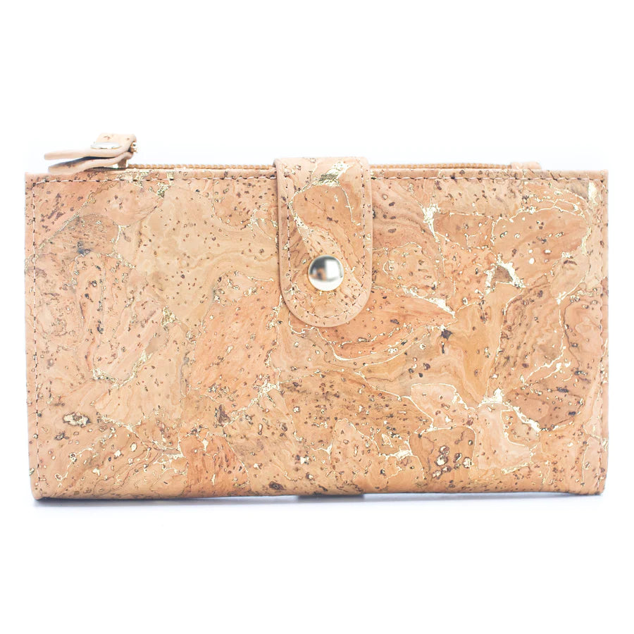 Color and Gold Cork Card Holder Women's Natural Cork Wallet