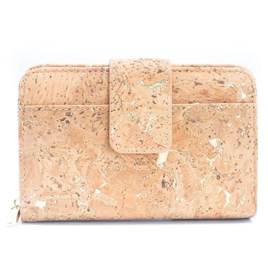 Lux Golden cork bifold smart vegan women's wallet