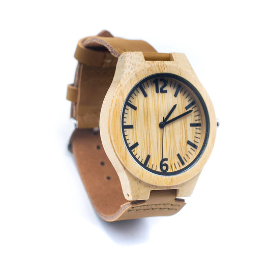 Eco men's Watch Eco Natural Wood Watch Leather Strap