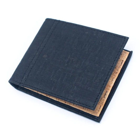 Black and Brown cork slim card men wallet