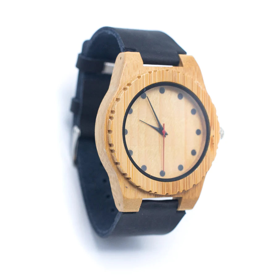 Bamboo Watch Eco Herrenuhr Eco Naturlederarmband