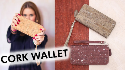 Golden cork with accents women card zipper vegan wallet