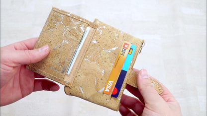 Gold and silver cork Slim snap short wallet