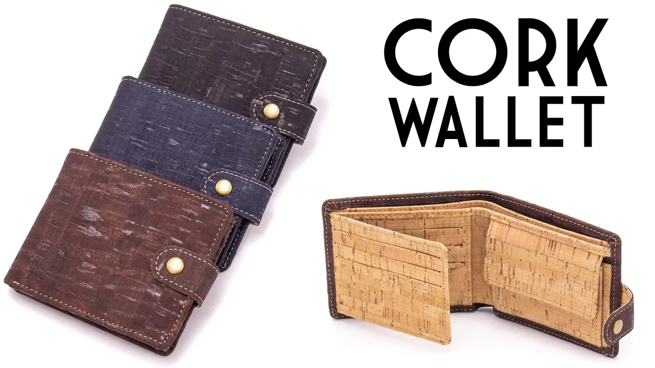 All natural original Cork Men Wallet with Snap Button