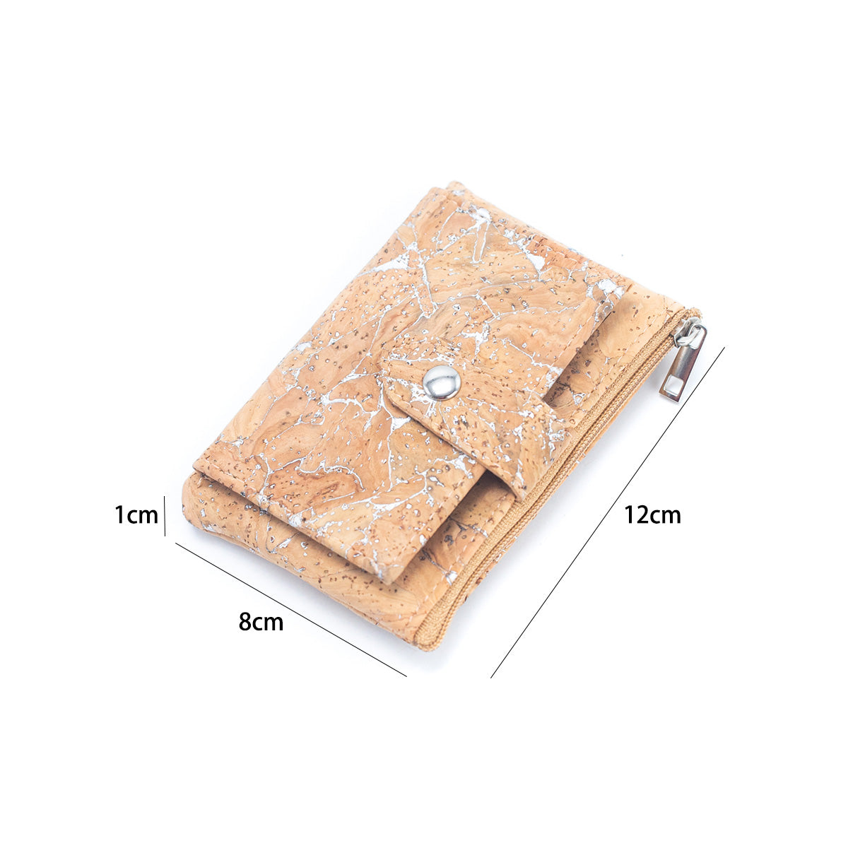 Gold and silver cork Slim snap short wallet