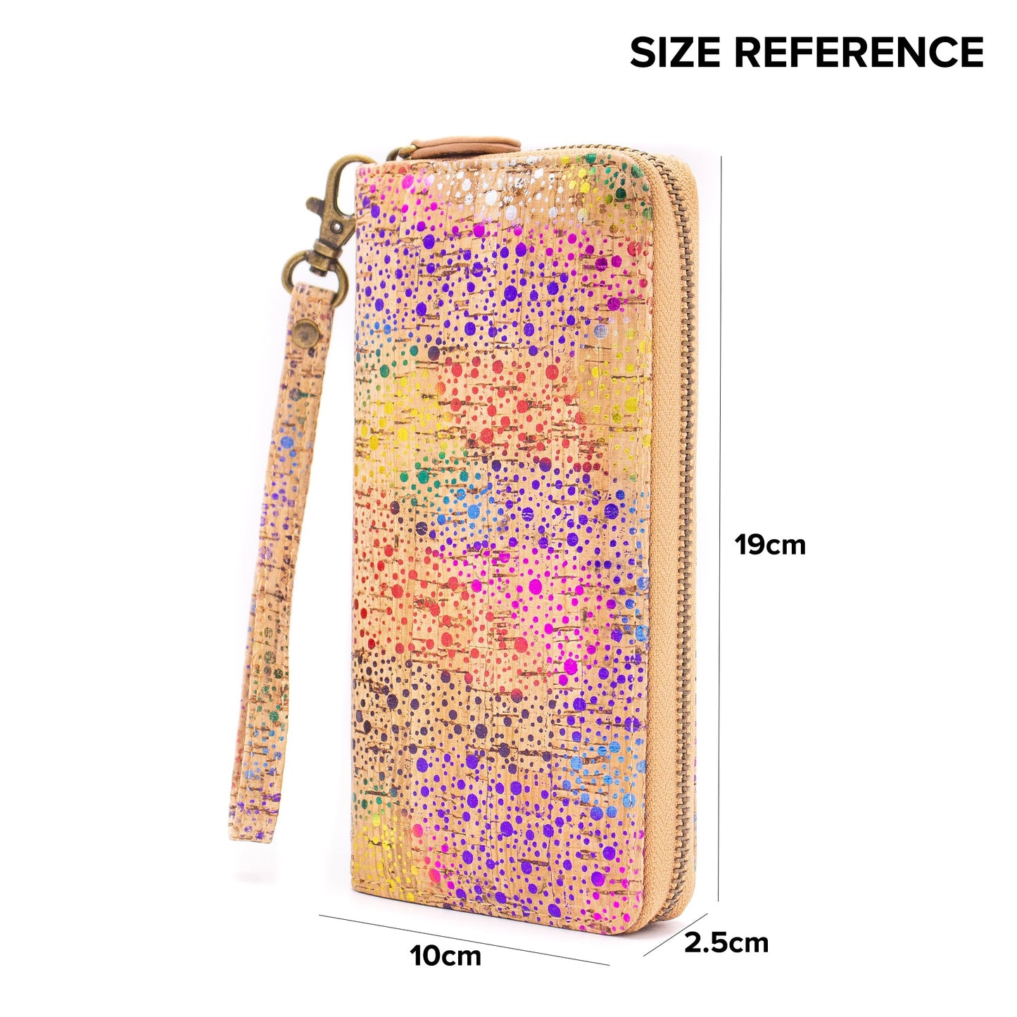 All cork Glitz Polka Vegan Zipper Wallet