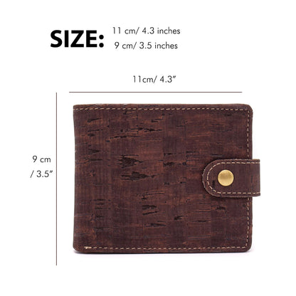 All natural original Cork Men Wallet with Snap Button